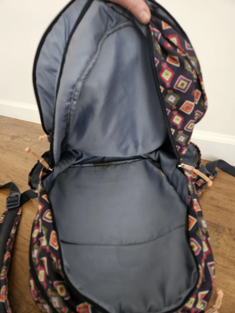 Vera Bradley Navy Backpack with Multicolor Diamond Print